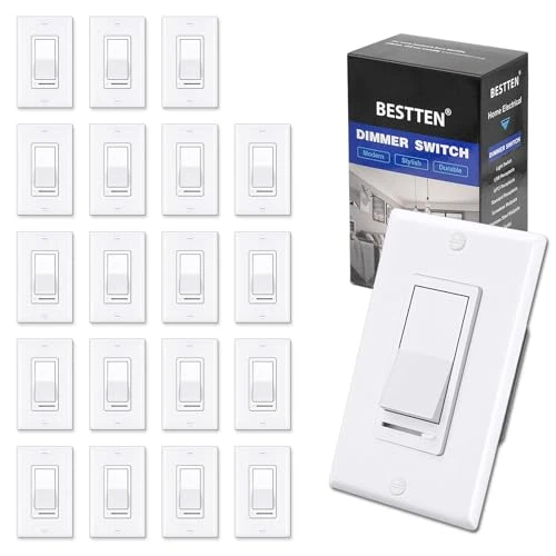 2 Pack Dimmer Light Switch, Universal Lighting Control, Single Pole or 3 Way — Smart Switch, BESTTEN