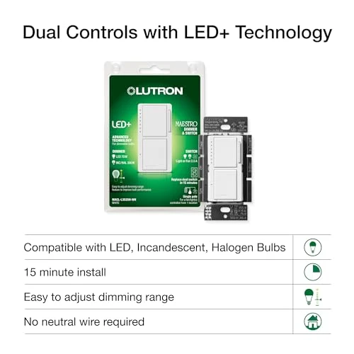 LED+ Dual Dimmer and Switch — Smart Switch, Lutron