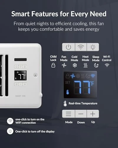 Super Quiet Register Booster Fan — Smart Fan, Howeall