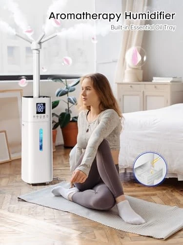 15L/4Gal Humidifier Large Room, 600mL/h Misting, 1200ft² Coverage, Auto Humidity Control, 72H Runtime, Top Fill, Aroma... — Humidifier, Nexva