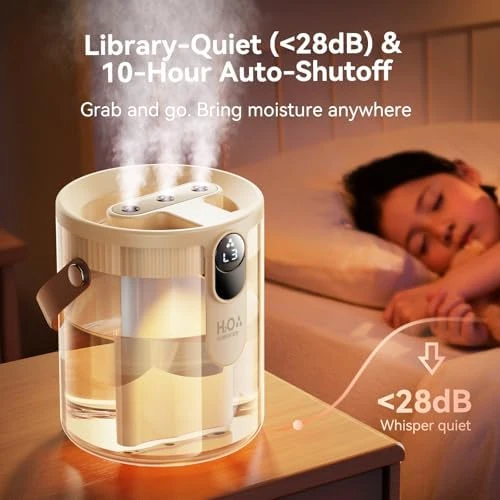 Portable Top Fill Humidifier with Night Light — Humidifier, KIMMOO