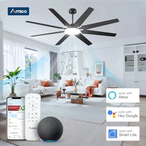 72 Inch Smart Ceiling Fan with Lights — Smart Fan, Amico