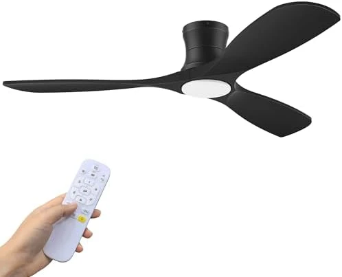 Smart Wood Flush Mount Ceiling Fan with Lights — Smart Fan, Hoenofly