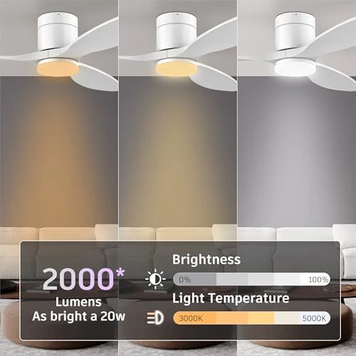 Wood Smart Ceiling Fan with Light and Remote — Smart Fan, cumilo
