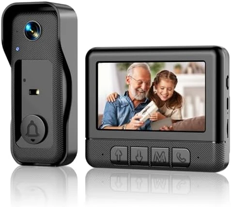Wireless Doorbell Camera with Monitor — Video Doorbell, KEPEAK