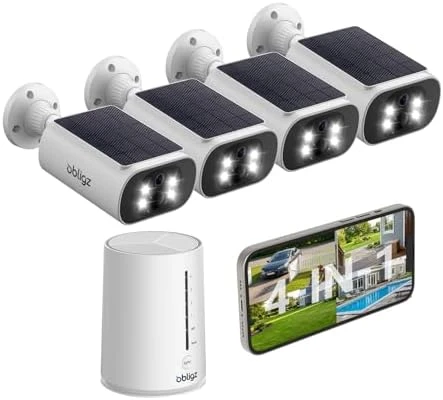 Solar Security Cameras Wireless Outdoor, 4MP, 64GB Local Storage, 2-Cam Kit — Security Camera, Obligz