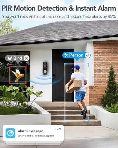 Wireless PTZ Doorbell Camera with Chime — Video Doorbell, Assemer