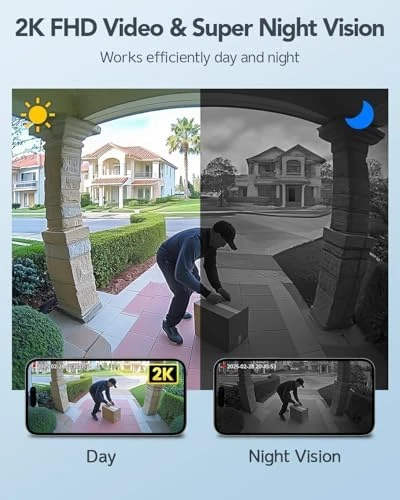 Wireless PTZ Doorbell Camera with Chime — Video Doorbell, Assemer
