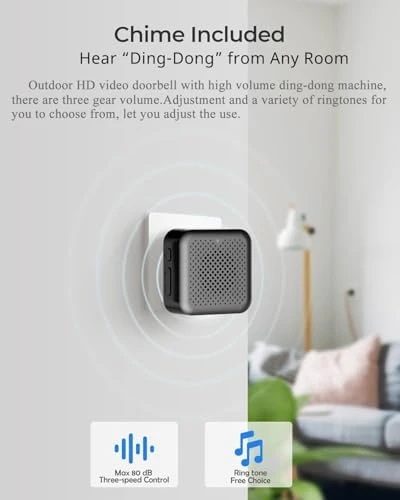 Wireless PTZ Doorbell Camera with Chime — Video Doorbell, Assemer