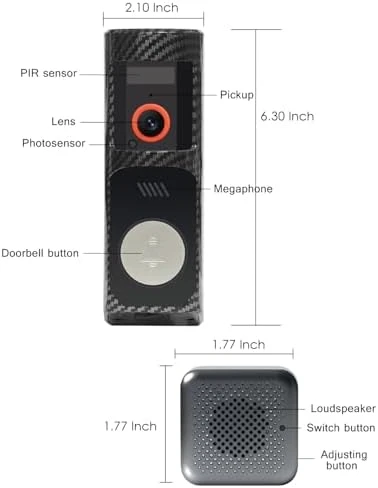 Wireless PTZ Doorbell Camera with Chime — Video Doorbell, Assemer