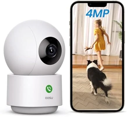 4MP Security Camera Indoor 2.5K Baby Monitor Pet Camera 360° for Home Security — Security Camera, AOSU