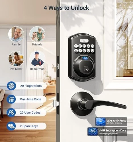 Fingerprint Door Lock with Lever Handles — Smart Lock, Veise