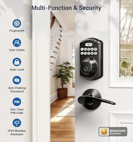Fingerprint Door Lock with Lever Handles — Smart Lock, Veise