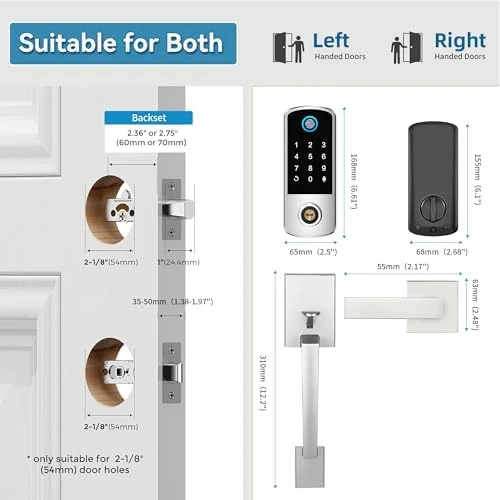 Keyless Entry Door Deadbolt with Handle Set — Smart Lock, BEBASIA