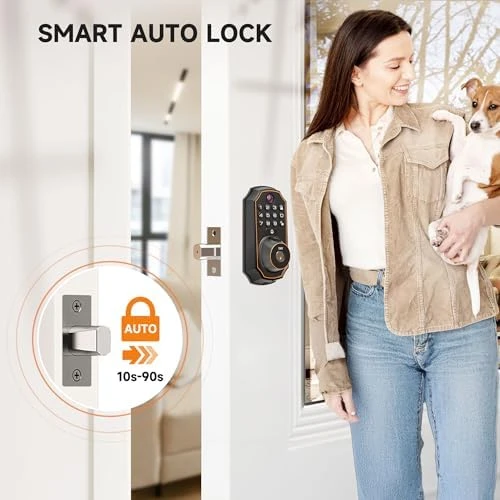 Keyless Entry Door Lock with Camera Fingerprint Smart Door Lock with App Remote Control — Smart Lock, YHV