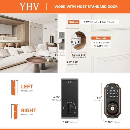 Keyless Entry Door Lock with Camera Fingerprint Smart Door Lock with App Remote Control — Smart Lock, YHV