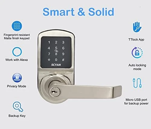 Keyless Entry Door Lock with Touchscreen Keypad — Smart Lock, SCYAN