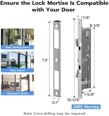 Mortise Sliding Glass Door Lock with Smart Fingerprint Code Keypad RFID Remote App — Smart Lock, Anweller