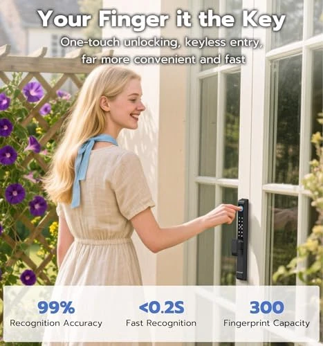 Mortise Sliding Glass Door Lock with Smart Fingerprint Code Keypad RFID Remote App — Smart Lock, Anweller