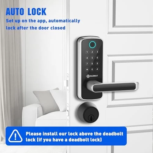 Smart Door Lock with WiFi Gateway, Keyless Entry Door Lock with Handle — Smart Lock, OLUMAT