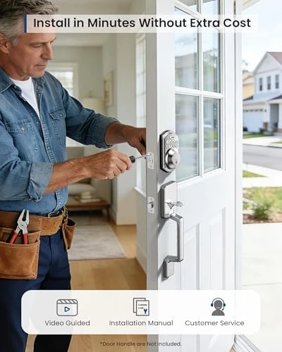 Wi-Fi Keyless Entry Door Lock with Keypad - Smart Deadbolt Lock for Front Door with 2 Keys — Smart Lock, TEEHO