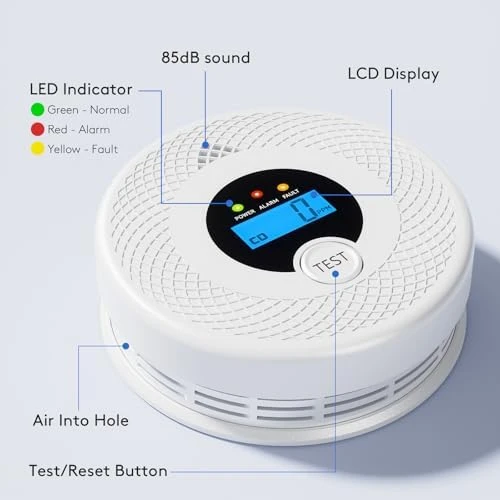 3-Pack Smart Smoke & CO Detector Combo with App Notifications — Radon Detector, Soewolit