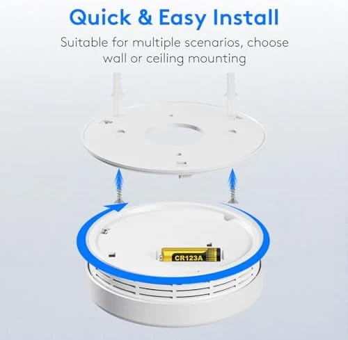 3-Pack Smart Smoke & CO Detector Combo with App Notifications — Radon Detector, Soewolit