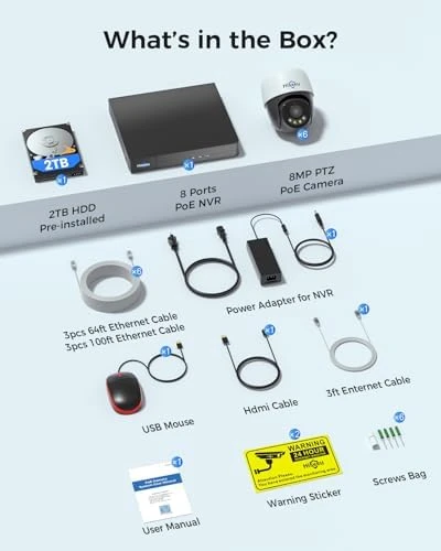 4K PoE Security Camera System with 6 PTZ Cameras — Security Camera, Hiseeu