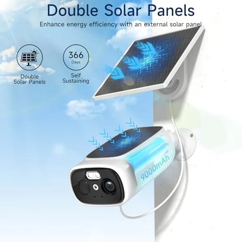 WiFi Cameras with Double Solar Panels — Security Camera, RICHCHO