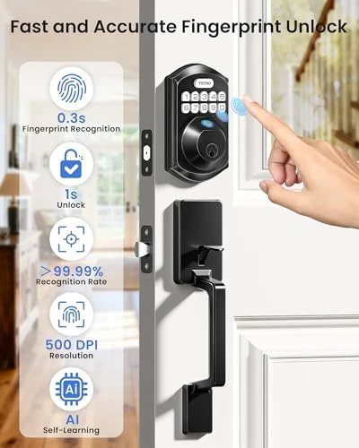 WiFi Keypad Door Lock with Handle Set — Smart Lock, TEEHO