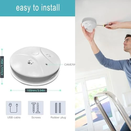 1080P Indoor Security Camera with Smoke Detector — Security Camera, Huxuoit