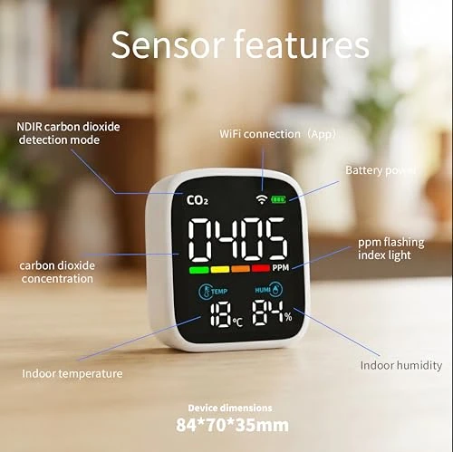 Smart Air Quality Monitor with CO2, WiFi, Temperature & Humidity Sensors — Air Quality Monitor, Acenew