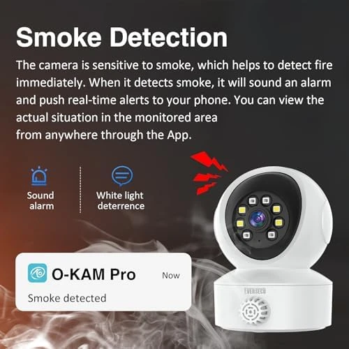 Smoke & Gas Detection Home Security Camera with Sound Alarm & Real Time Alert — Security Camera, EVERSECU