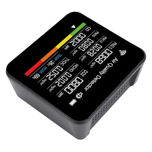 Smart Air Quality Meter, 14 in 1 HCHO PM2.5 VOC Temperature Humidity Detector with WiFi Connectivity and Clear Display... — Air Quality Monitor, YDuupxe