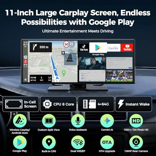 11'' AI CarPlay Screen — Car Infotainment System, LAMTTO