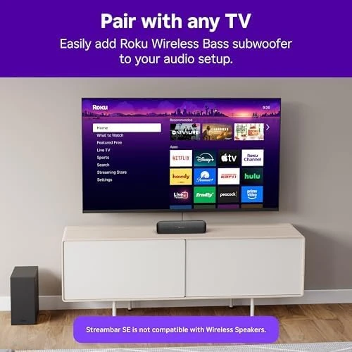 2-in-1 TV Soundbar with Built-in 4K/HDR Streaming, Premium Speakers, & Enhanced Speech Clarity — Sound Bar, Roku