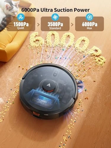Robot Vacuum and Mop, Self-Emptying with 6000Pa Suction — Robot Vacuum, Airzeen