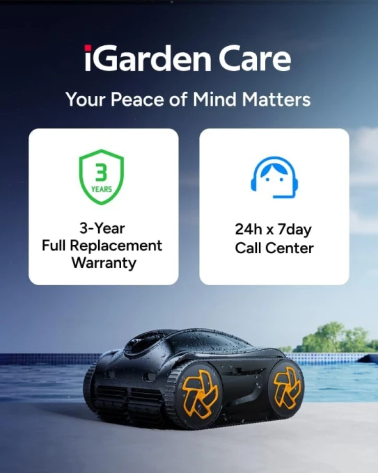 4-in-1 Robotic Pool Cleaner, 3.6H Cordless Pool Vacuum — Robot Vacuum, iGarden