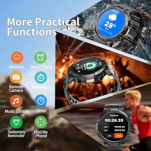 Military Smartwatch with Flashlight and 50-Day Battery — Smart Watch, Soudorv