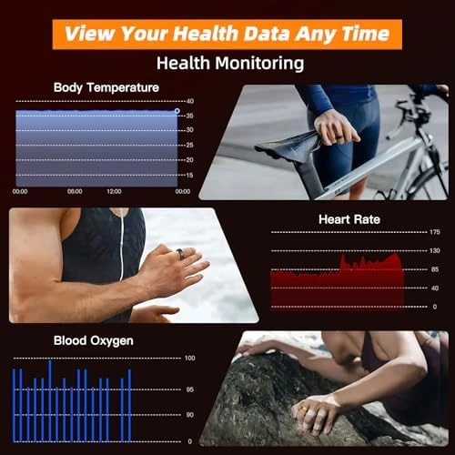 Smart Ring with Fitness Tracker, Body Temperature, Heart Rate, Blood Oxygen, Sleep Monitor — Smart Ring, AMOVAN