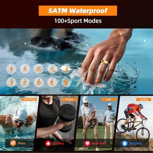 Smart Ring with Fitness Tracker, Body Temperature, Heart Rate, Blood Oxygen, Sleep Monitor — Smart Ring, AMOVAN