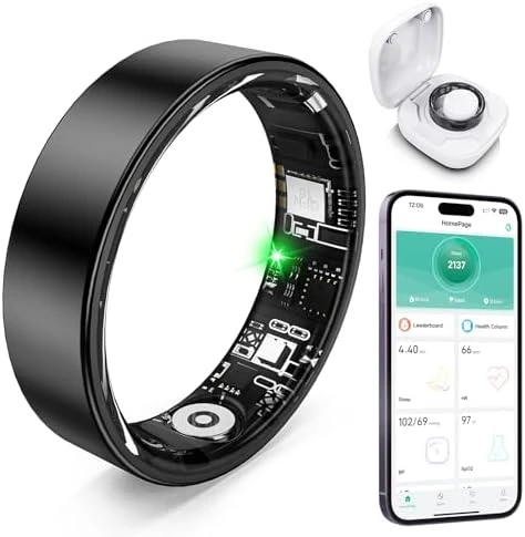Smart Ring with Sleep Monitoring, Step Counting, Heart Rate, Blood Oxygen for iOS and Android, No Subscription Fee, IP68... — Smart Ring, Free Shark