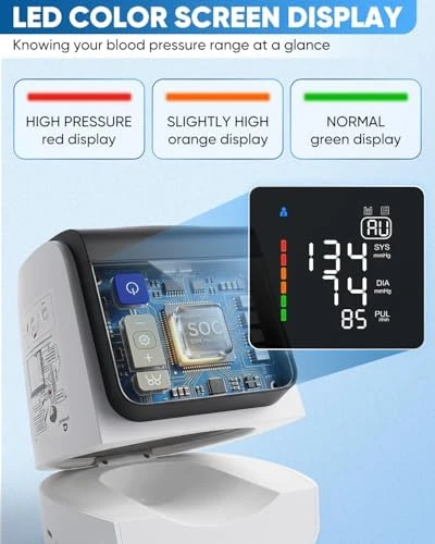 Automatic Blood Pressure Monitor Upper Arm, No-Wrap Auto-Fit Design, Large Display BP Machine with 4 Users 199 Readings... — Blood Pressure Monitor, Saker