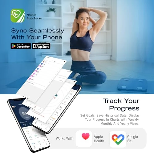 Body Tracker Digital Bathroom Scale — Smart Scale, Nautica