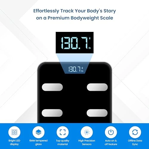 Digital Scale for Body Weight, Black BMI Scale with App Sync — Smart Scale, NEXTLEVEL FIT Store