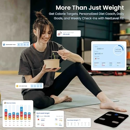 Digital Scale for Body Weight, Black BMI Scale with App Sync — Smart Scale, NEXTLEVEL FIT Store