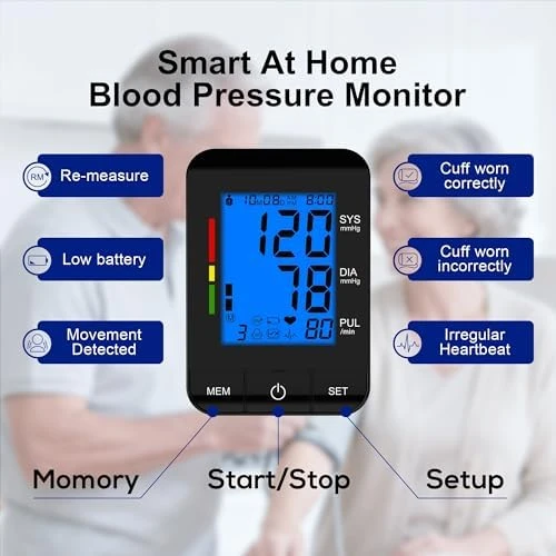 Automatic Upper Arm Blood Pressure Monitor with Dual-Size Cuffs — Blood Pressure Monitor, SDUNW