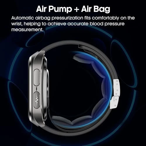 Blood Pressure Smart Watch, 2.06" AMOLED HD Large Screen, Voice Broadcast, Air Pump Air Bag, Bluetooth Call, 24/7 Health... — Blood Pressure Monitor, VOKOWOBO