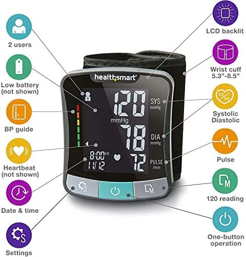 Premium Wrist Blood Pressure Monitor with Cuff — Blood Pressure Monitor, HealthSmart