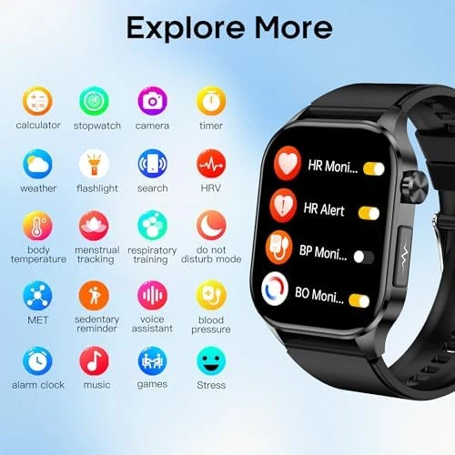 Smart Watch with Bluetooth Calls, Health Monitor & 150+ Sports Modes — Fitness Tracker, VOKOWOBO